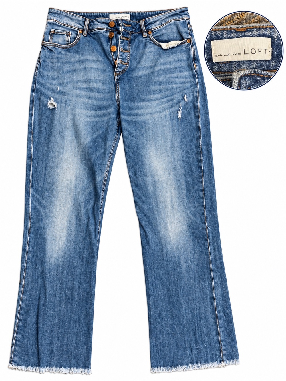 LOFT Women’s Curvy High Waist Flare Crop Jeans, size 30 (10)
